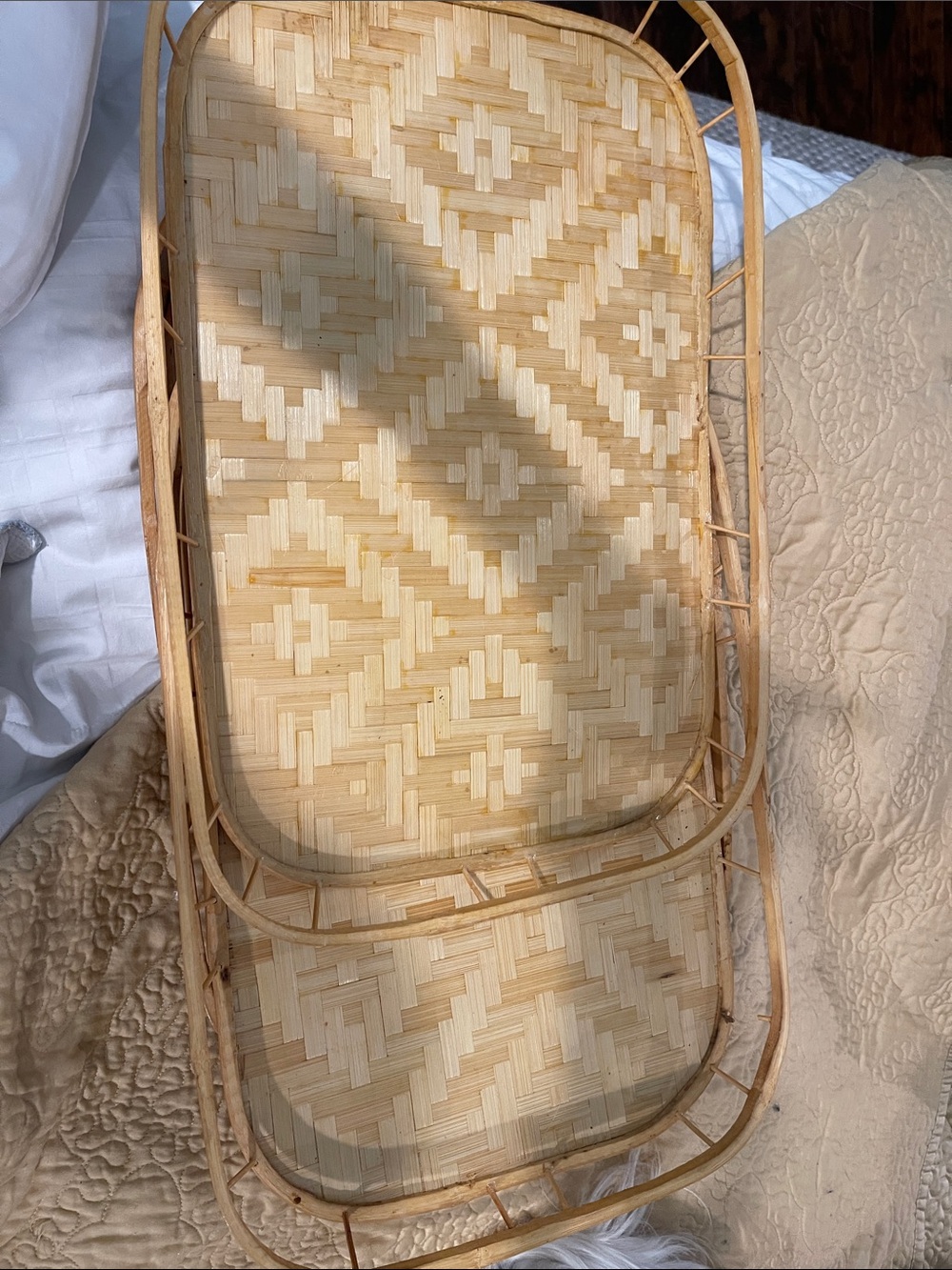 Set of 3 Natural Woven Bamboo Serving Tray - Neutral